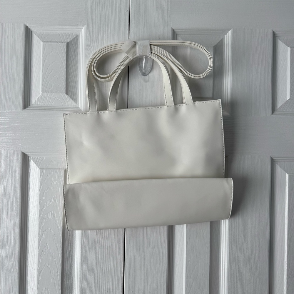 Telfar White Medium Shopping Bag Tote Shoulder Satchel Faux Leather - Picture 8 of 11